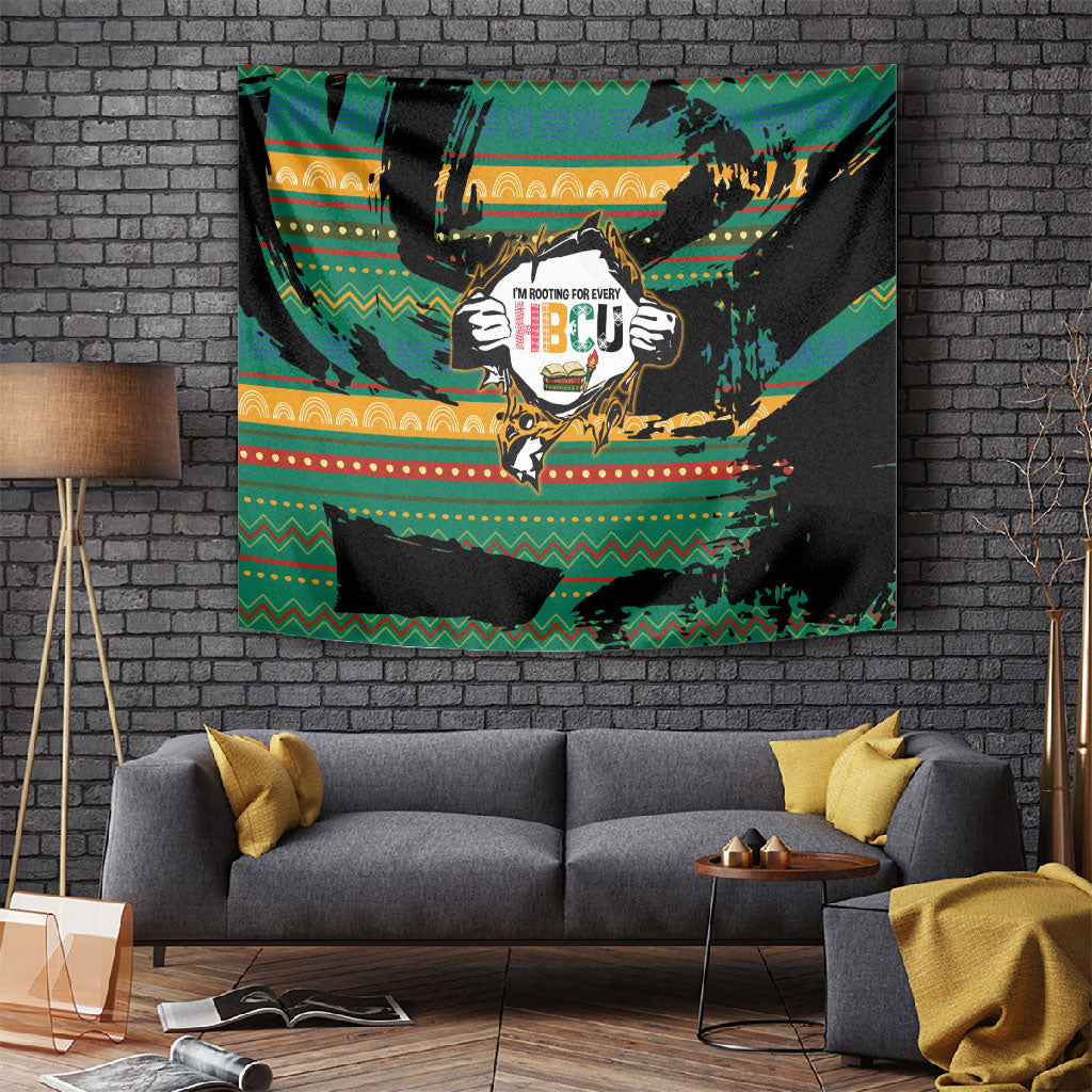Rooting For Every HBCU Tapestry Pan African Kente Pattern - History And Knowledge Torch