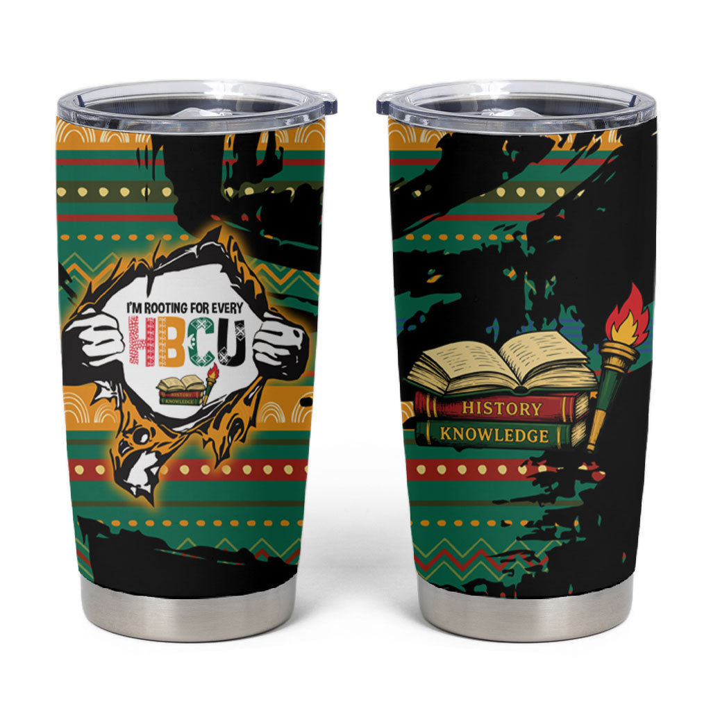 Rooting For Every HBCU Tumbler Cup Pan African Kente Pattern - History And Knowledge Torch