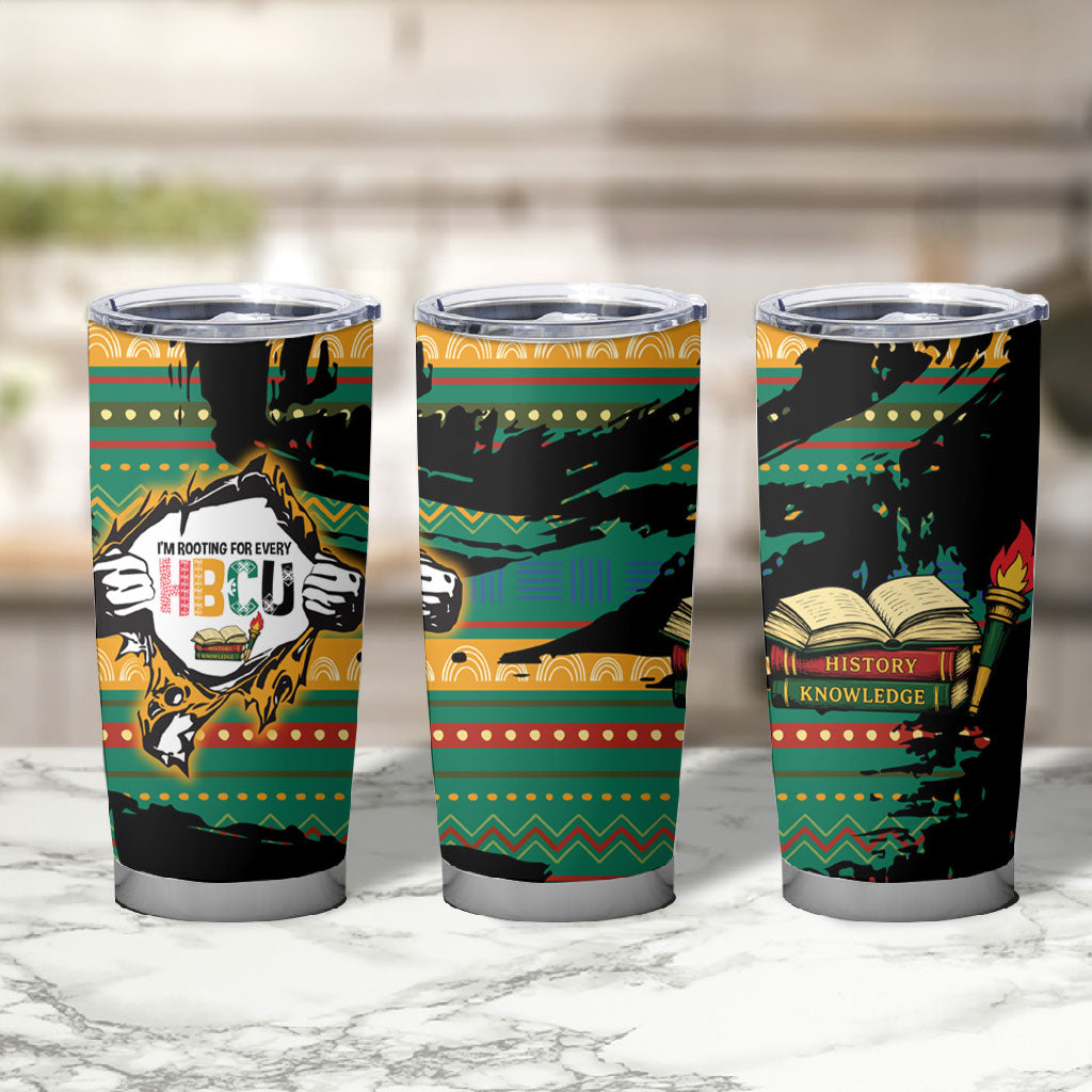 Rooting For Every HBCU Tumbler Cup Pan African Kente Pattern - History And Knowledge Torch