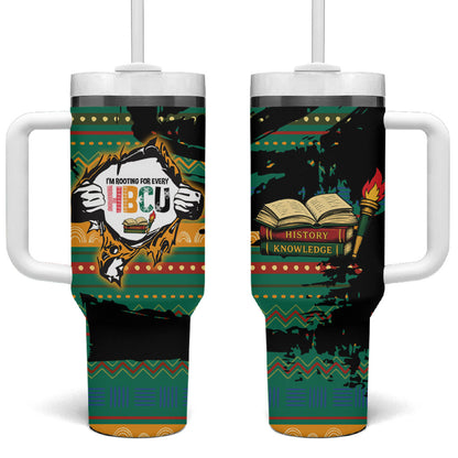 Rooting For Every HBCU Tumbler With Handle Pan African Kente Pattern - History And Knowledge Torch