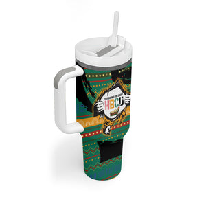 Rooting For Every HBCU Tumbler With Handle Pan African Kente Pattern - History And Knowledge Torch