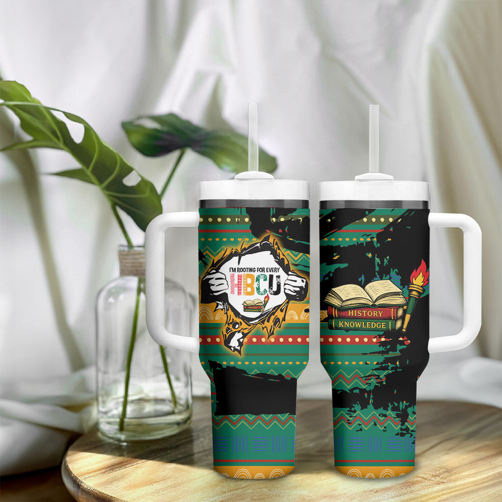 Rooting For Every HBCU Tumbler With Handle Pan African Kente Pattern - History And Knowledge Torch