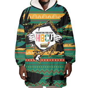 Rooting For Every HBCU Wearable Blanket Hoodie Pan African Kente Pattern - History And Knowledge Torch