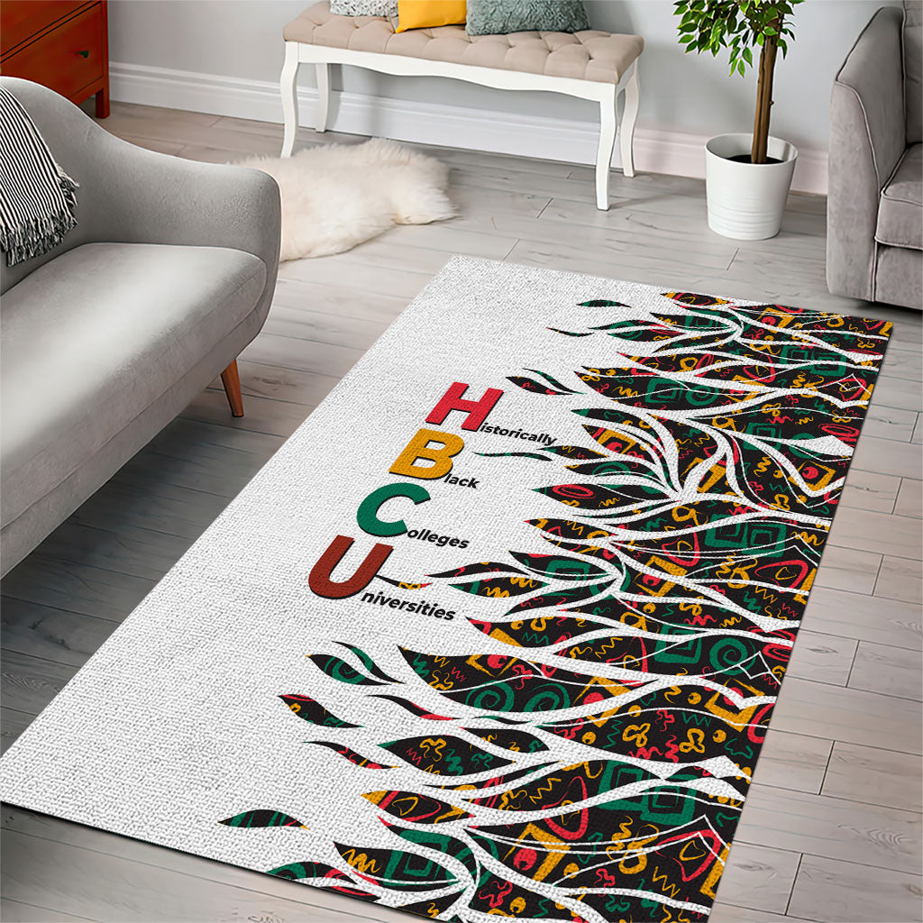 Historically Black Colleges Universities HBCU Area Rug Pan African Colors Tribal Pattern Typography