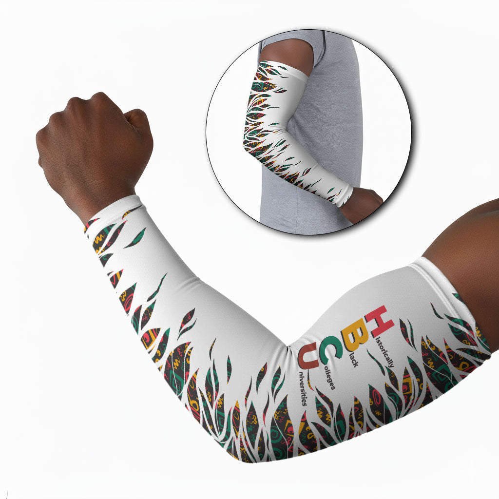 Historically Black Colleges Universities HBCU Arm Sleeves Pan African Colors Tribal Pattern Typography