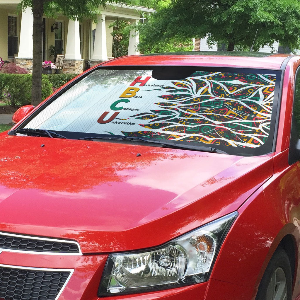 Historically Black Colleges Universities HBCU Auto Sun Shade Pan African Colors Tribal Pattern Typography