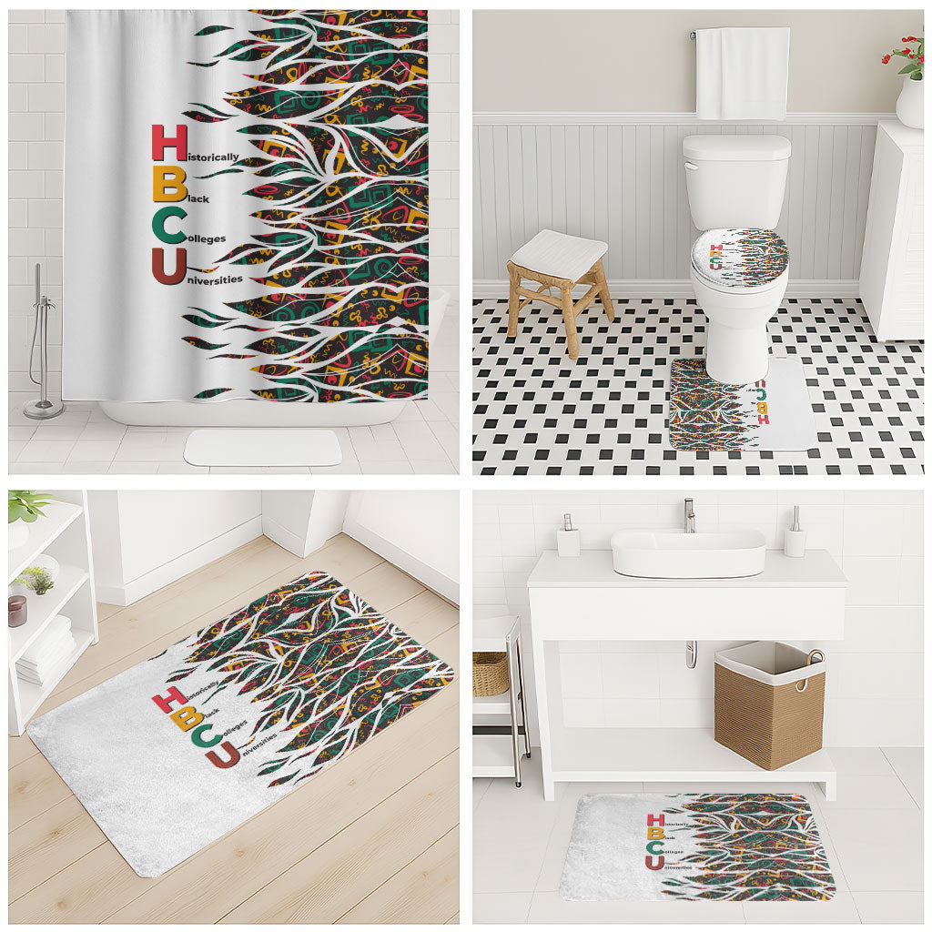 Historically Black Colleges Universities HBCU Bathroom Set Pan African Colors Tribal Pattern Typography