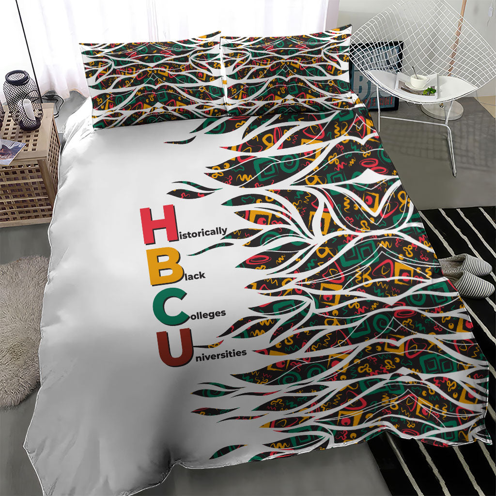 Historically Black Colleges Universities HBCU Bedding Set Pan African Colors Tribal Pattern Typography