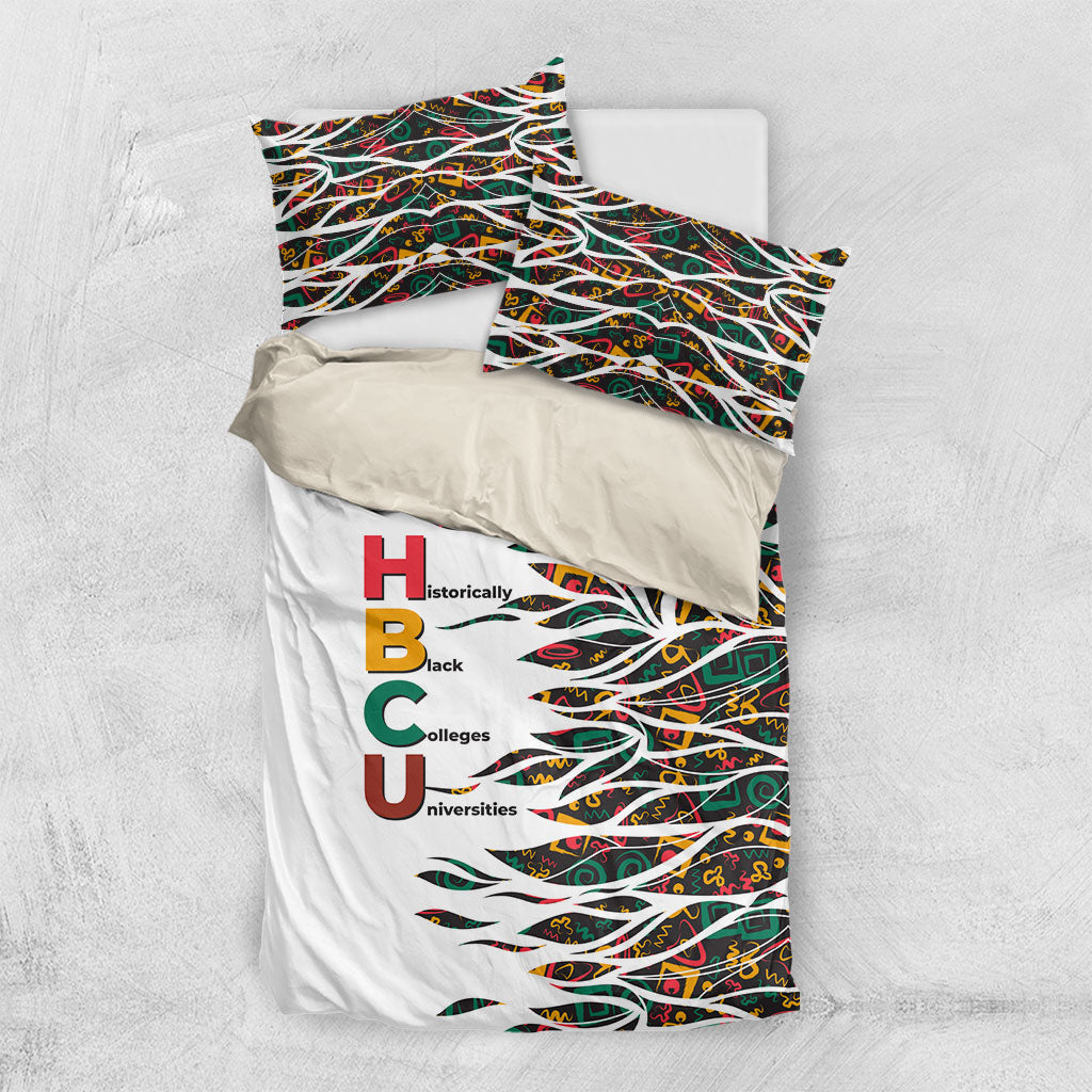 Historically Black Colleges Universities HBCU Bedding Set Pan African Colors Tribal Pattern Typography