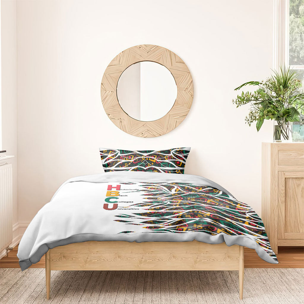 Historically Black Colleges Universities HBCU Bedding Set Pan African Colors Tribal Pattern Typography