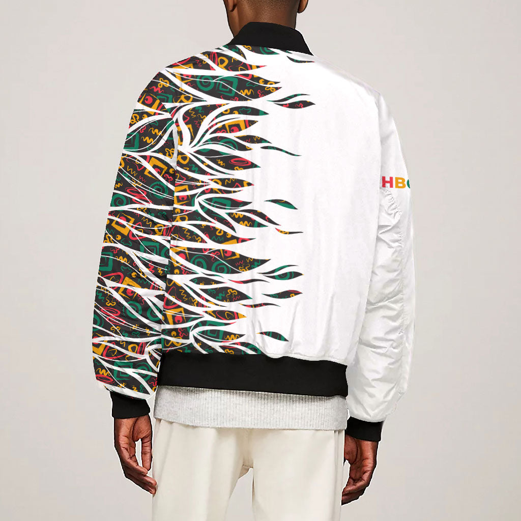 Historically Black Colleges Universities HBCU Bomber Jacket Pan African Colors Tribal Pattern Typography