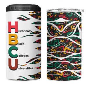 Historically Black Colleges Universities HBCU 4 in 1 Can Cooler Tumbler Pan African Colors Tribal Pattern Typography