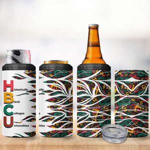 Historically Black Colleges Universities HBCU 4 in 1 Can Cooler Tumbler Pan African Colors Tribal Pattern Typography
