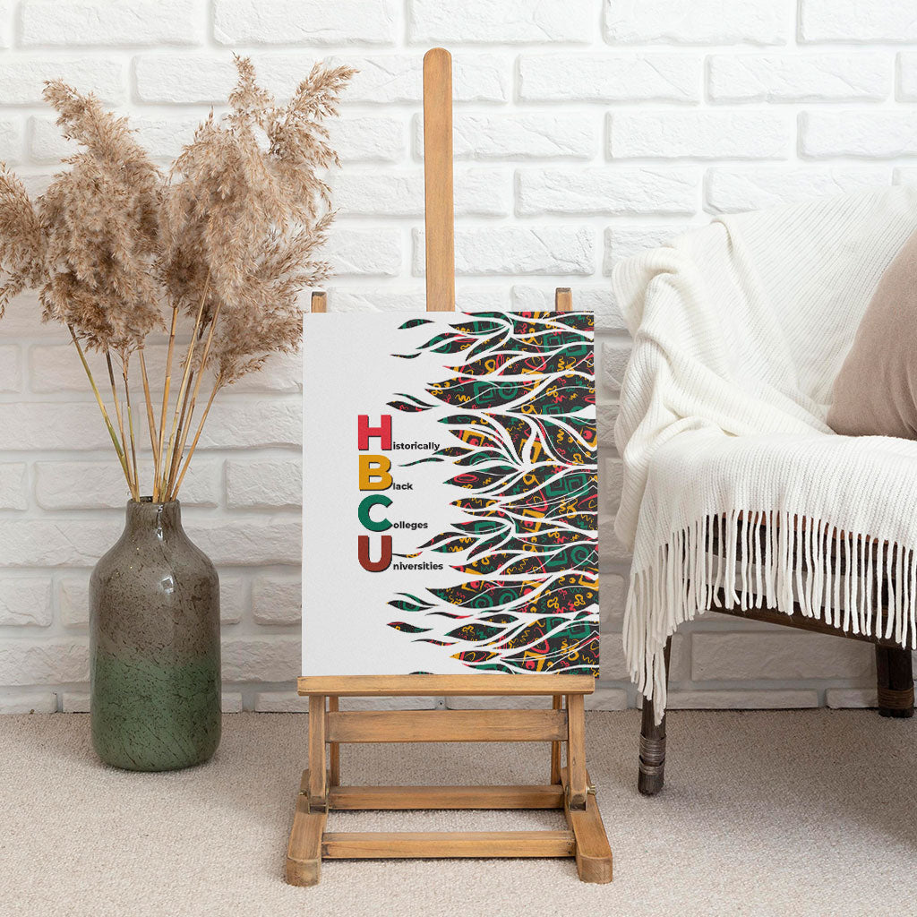 Historically Black Colleges Universities HBCU Canvas Wall Art Pan African Colors Tribal Pattern Typography