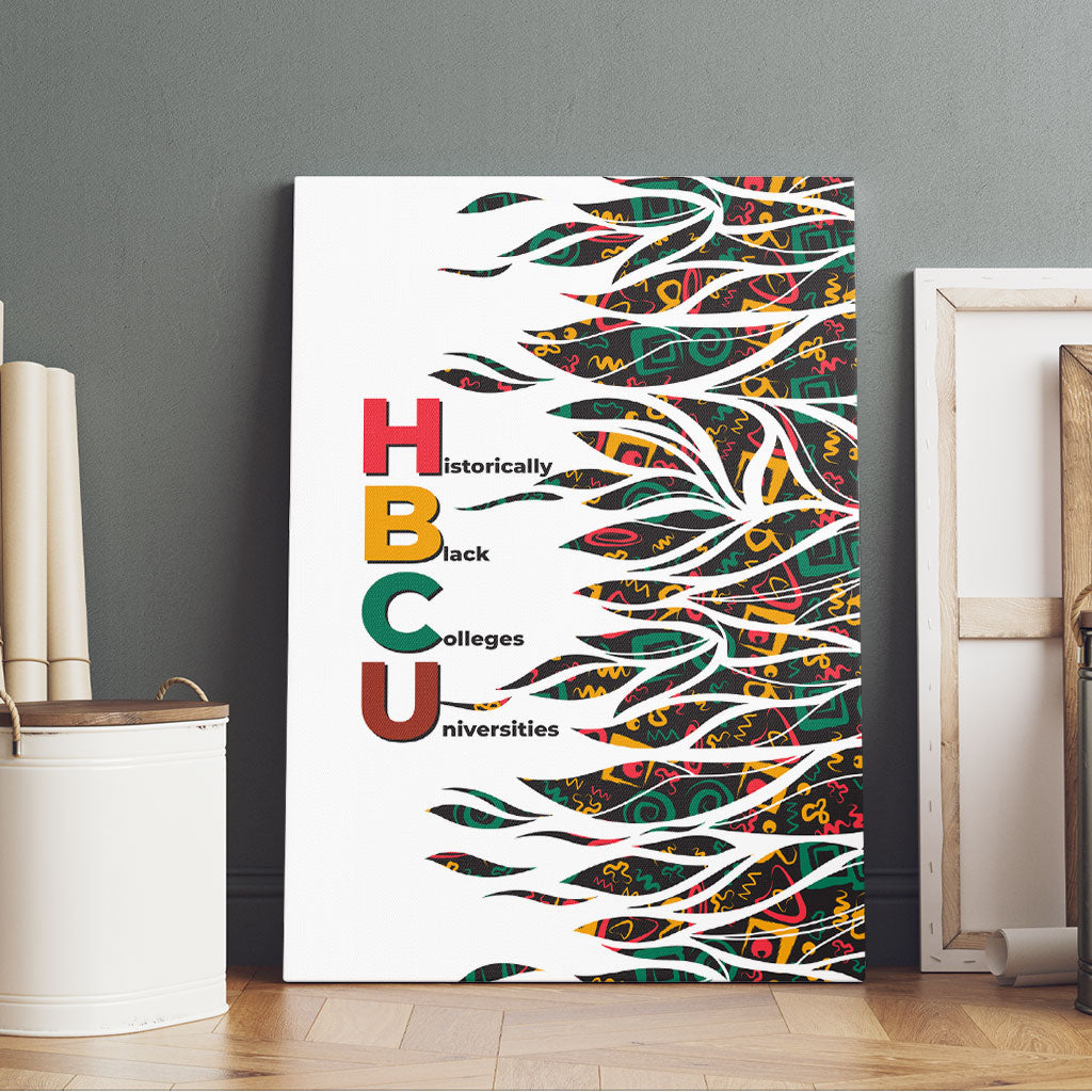 Historically Black Colleges Universities HBCU Canvas Wall Art Pan African Colors Tribal Pattern Typography