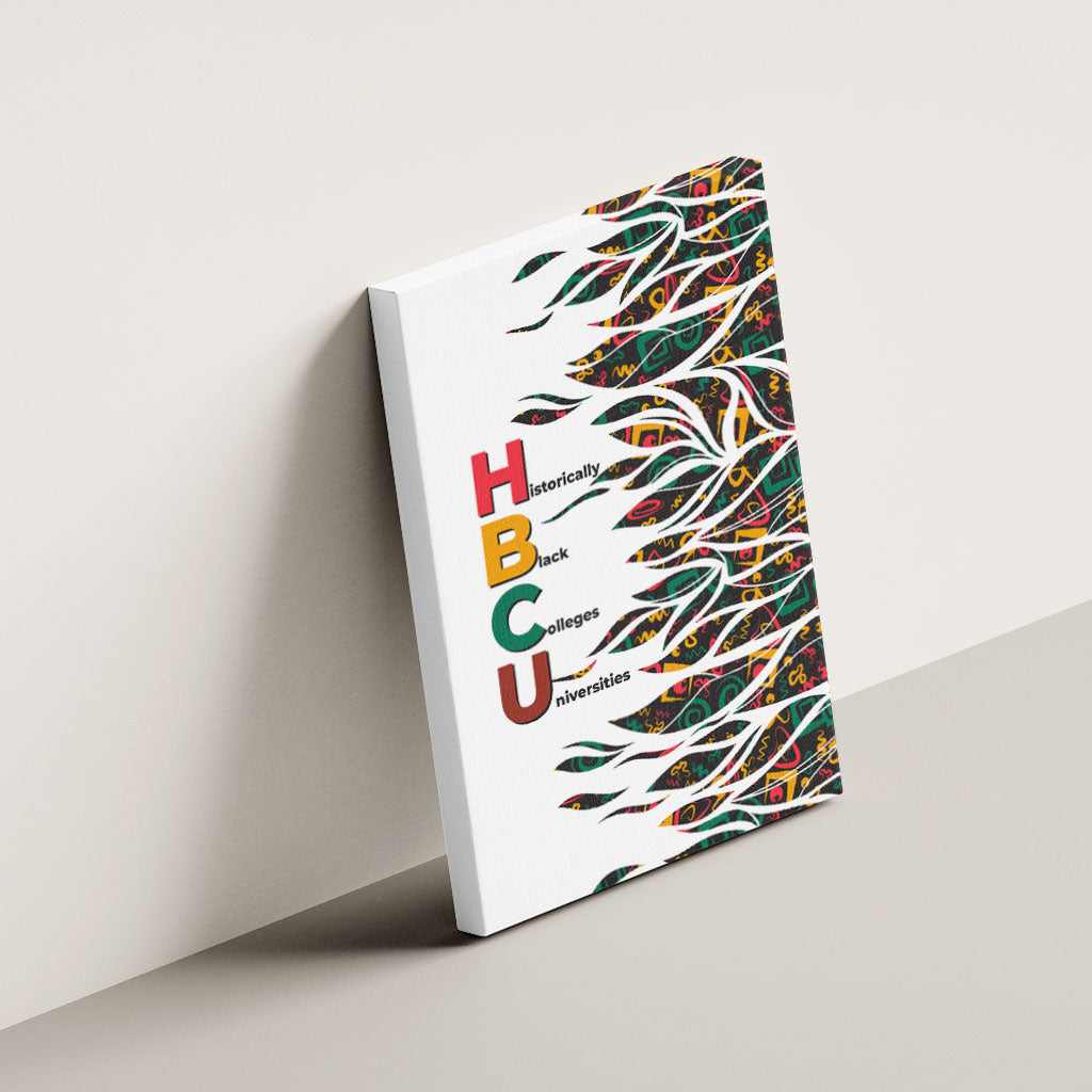 Historically Black Colleges Universities HBCU Canvas Wall Art Pan African Colors Tribal Pattern Typography