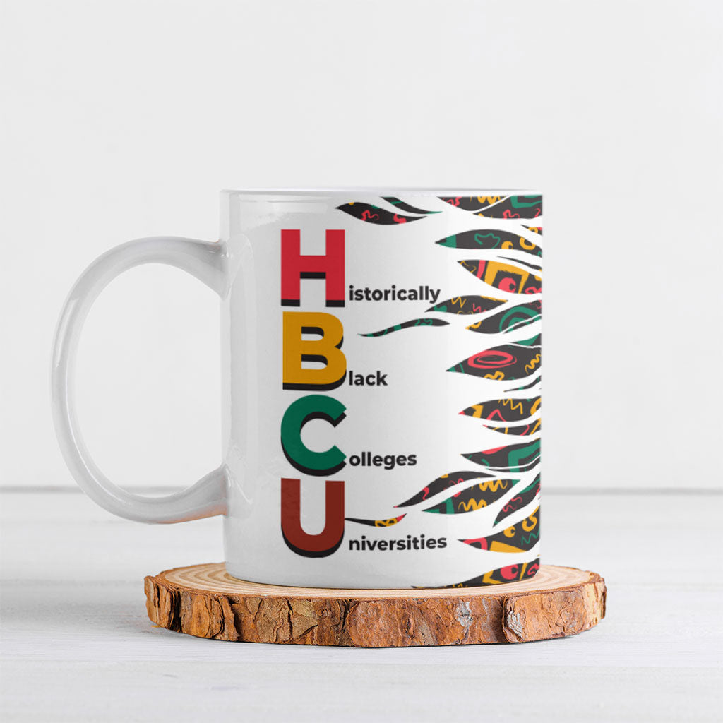 Historically Black Colleges Universities HBCU Ceramic Mug Pan African Colors Tribal Pattern Typography