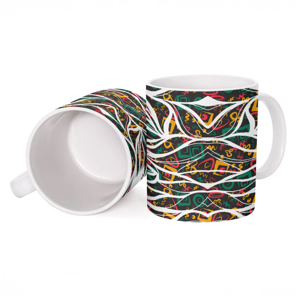 Historically Black Colleges Universities HBCU Ceramic Mug Pan African Colors Tribal Pattern Typography