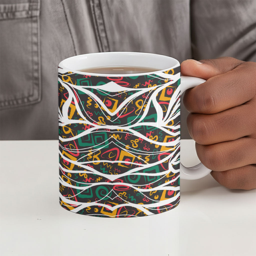 Historically Black Colleges Universities HBCU Ceramic Mug Pan African Colors Tribal Pattern Typography