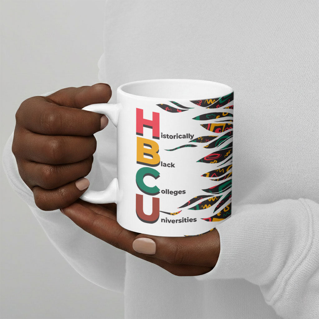 Historically Black Colleges Universities HBCU Ceramic Mug Pan African Colors Tribal Pattern Typography