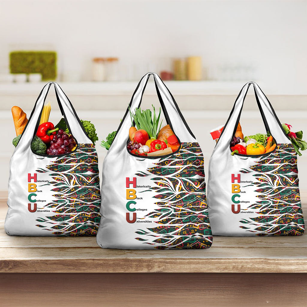 Historically Black Colleges Universities HBCU Grocery Bag Pan African Colors Tribal Pattern Typography