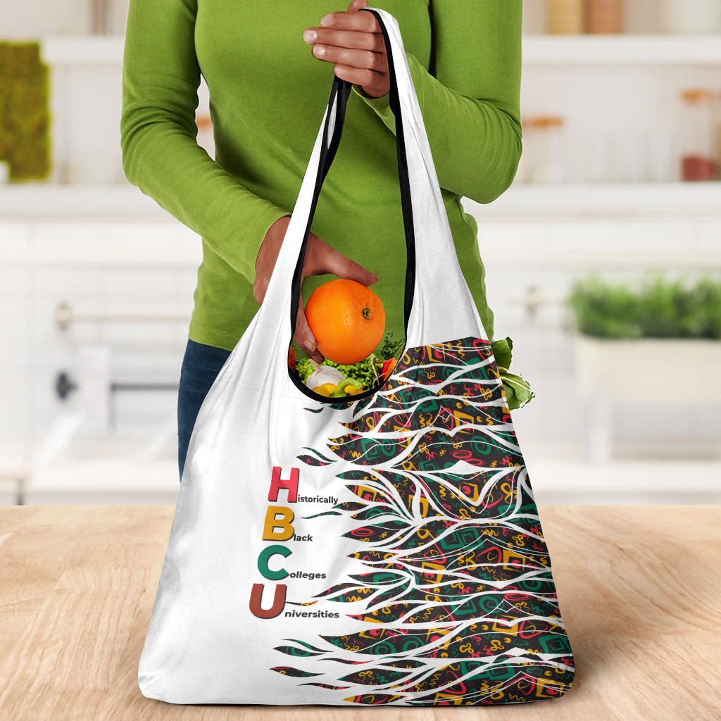 Historically Black Colleges Universities HBCU Grocery Bag Pan African Colors Tribal Pattern Typography