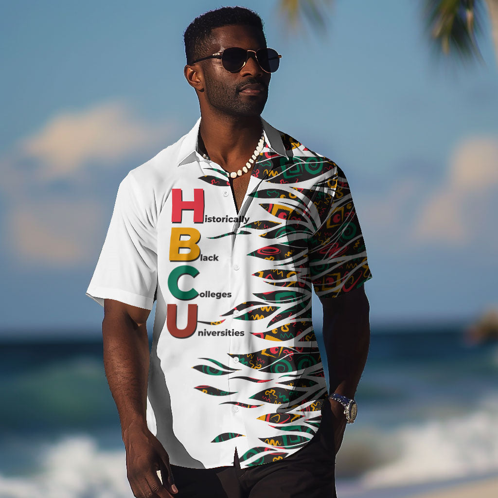 Historically Black Colleges Universities HBCU Hawaiian Shirt Pan African Colors Tribal Pattern Typography