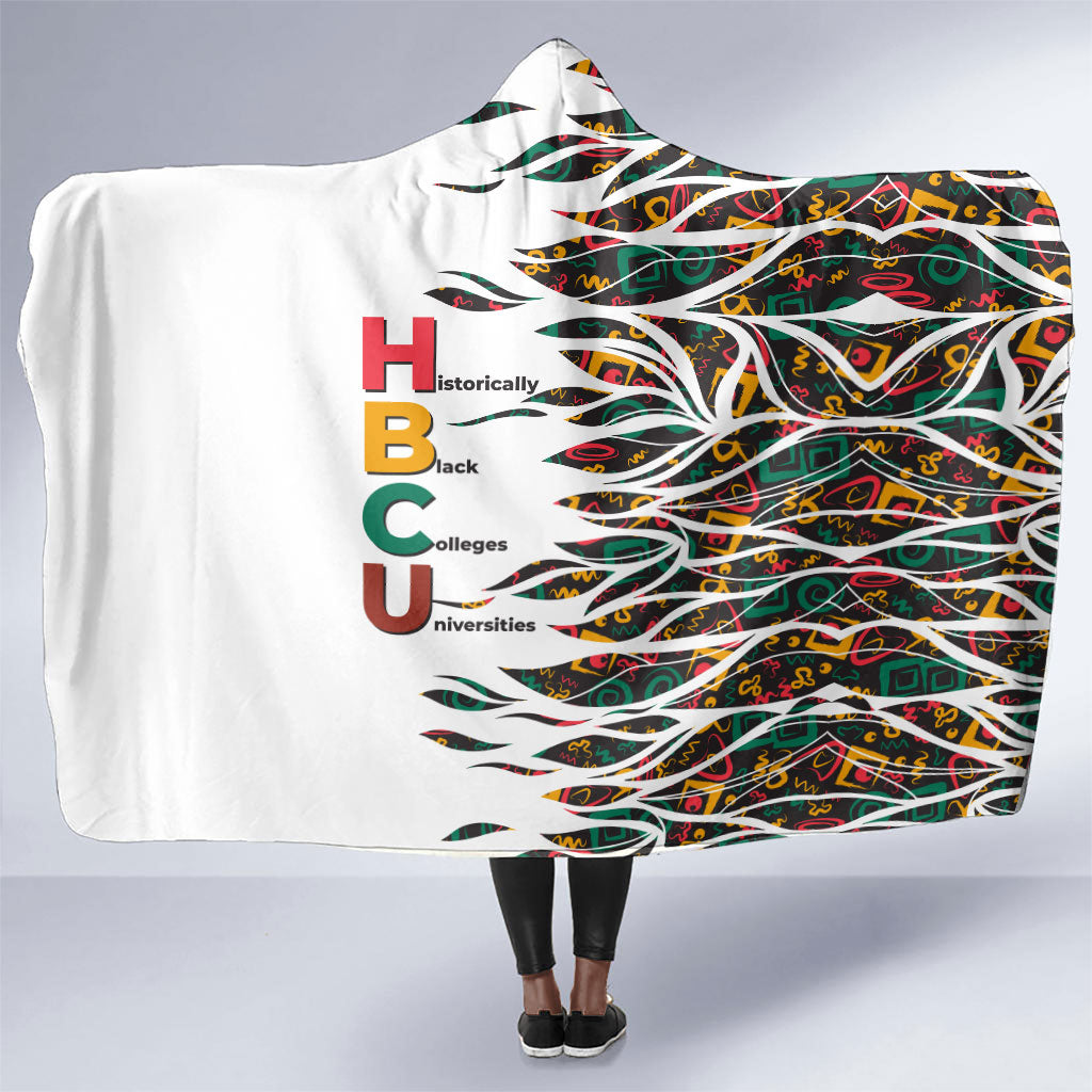 Historically Black Colleges Universities HBCU Hooded Blanket Pan African Colors Tribal Pattern Typography