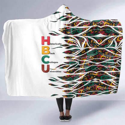 Historically Black Colleges Universities HBCU Hooded Blanket Pan African Colors Tribal Pattern Typography