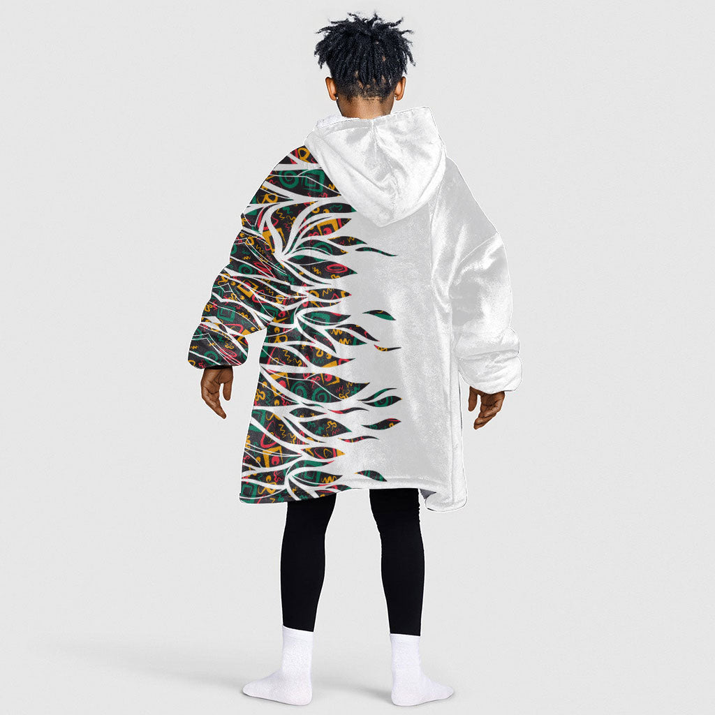 Historically Black Colleges Universities HBCU Kid Wearable Blanket Hoodie Pan African Colors Tribal Pattern Typography