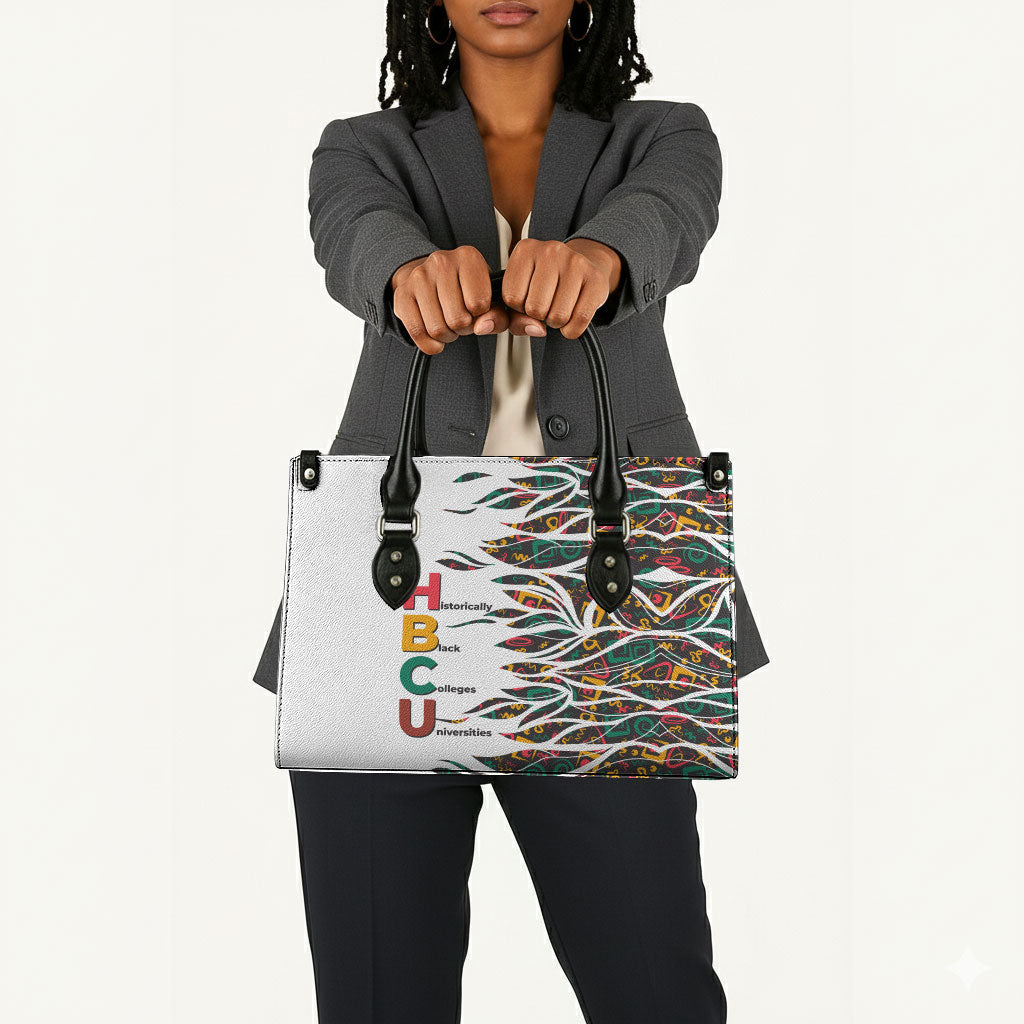 Historically Black Colleges Universities HBCU Leather Bag Pan African Colors Tribal Pattern Typography