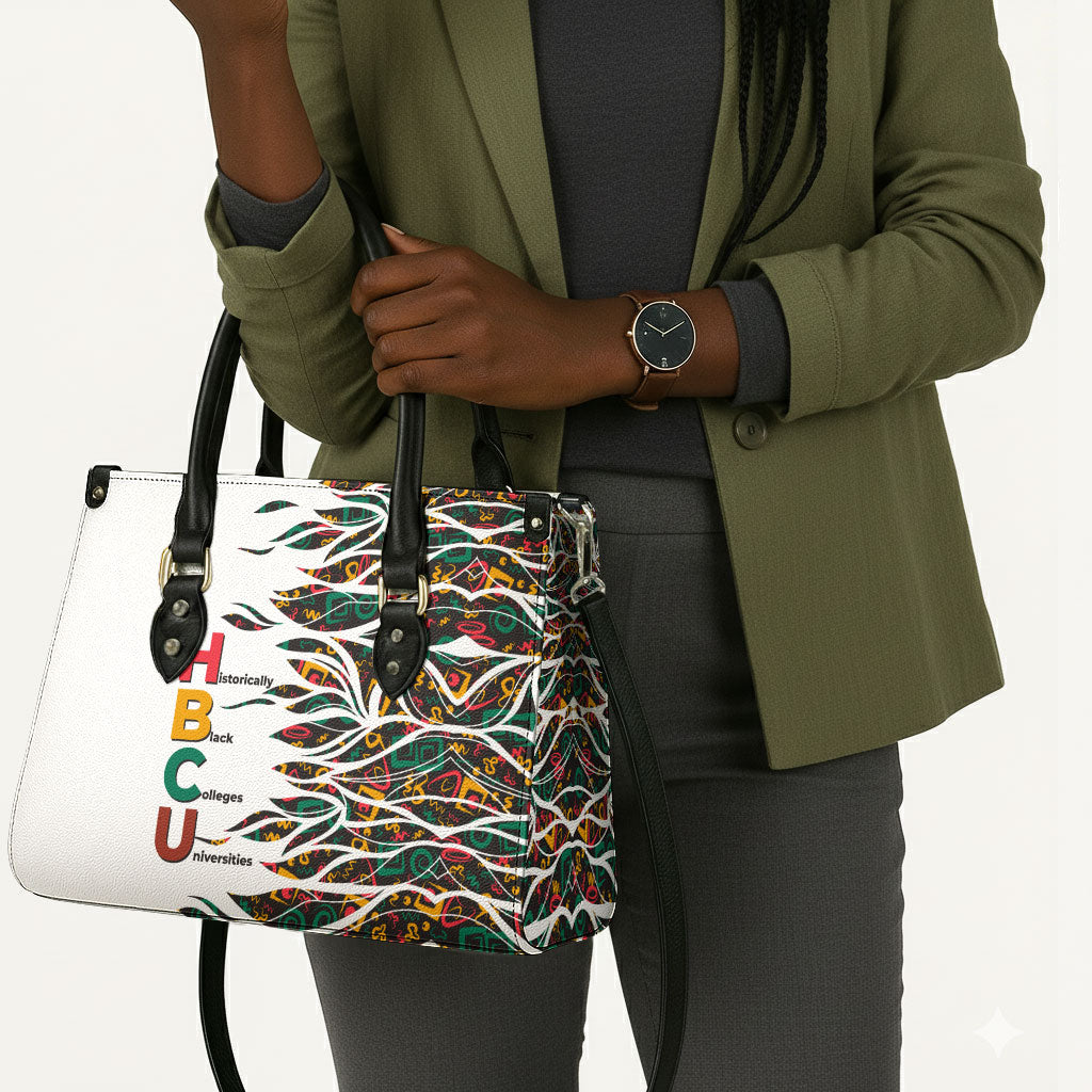 Historically Black Colleges Universities HBCU Leather Bag Pan African Colors Tribal Pattern Typography