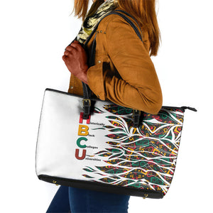 Historically Black Colleges Universities HBCU Leather Tote Bag Pan African Colors Tribal Pattern Typography