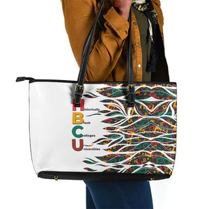 Historically Black Colleges Universities HBCU Leather Tote Bag Pan African Colors Tribal Pattern Typography