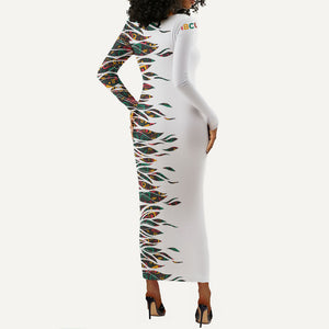 Historically Black Colleges Universities HBCU Long Sleeve Bodycon Dress Pan African Colors Tribal Pattern Typography