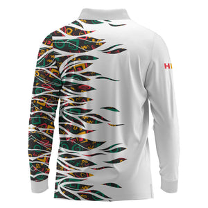 Historically Black Colleges Universities HBCU Long Sleeve Polo Shirt Pan African Colors Tribal Pattern Typography