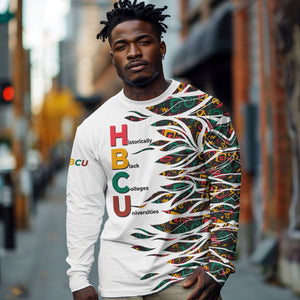 Historically Black Colleges Universities HBCU Long Sleeve Shirt Pan African Colors Tribal Pattern Typography