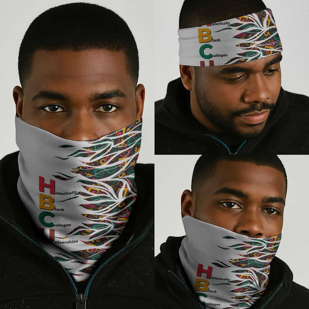 Historically Black Colleges Universities HBCU Neck Gaiter Pan African Colors Tribal Pattern Typography