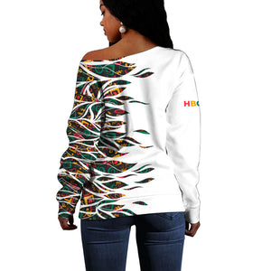 Historically Black Colleges Universities HBCU Off Shoulder Sweater Pan African Colors Tribal Pattern Typography