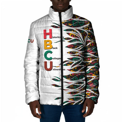 Historically Black Colleges Universities HBCU Padded Jacket Pan African Colors Tribal Pattern Typography