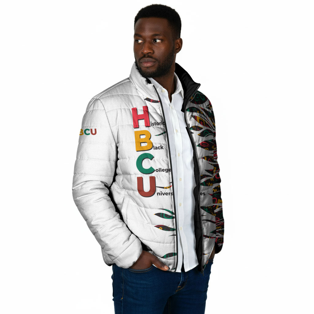 Historically Black Colleges Universities HBCU Padded Jacket Pan African Colors Tribal Pattern Typography