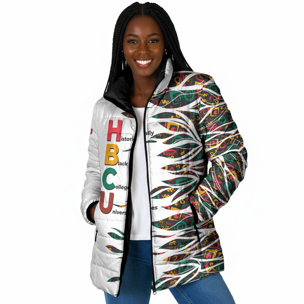Historically Black Colleges Universities HBCU Padded Jacket Pan African Colors Tribal Pattern Typography