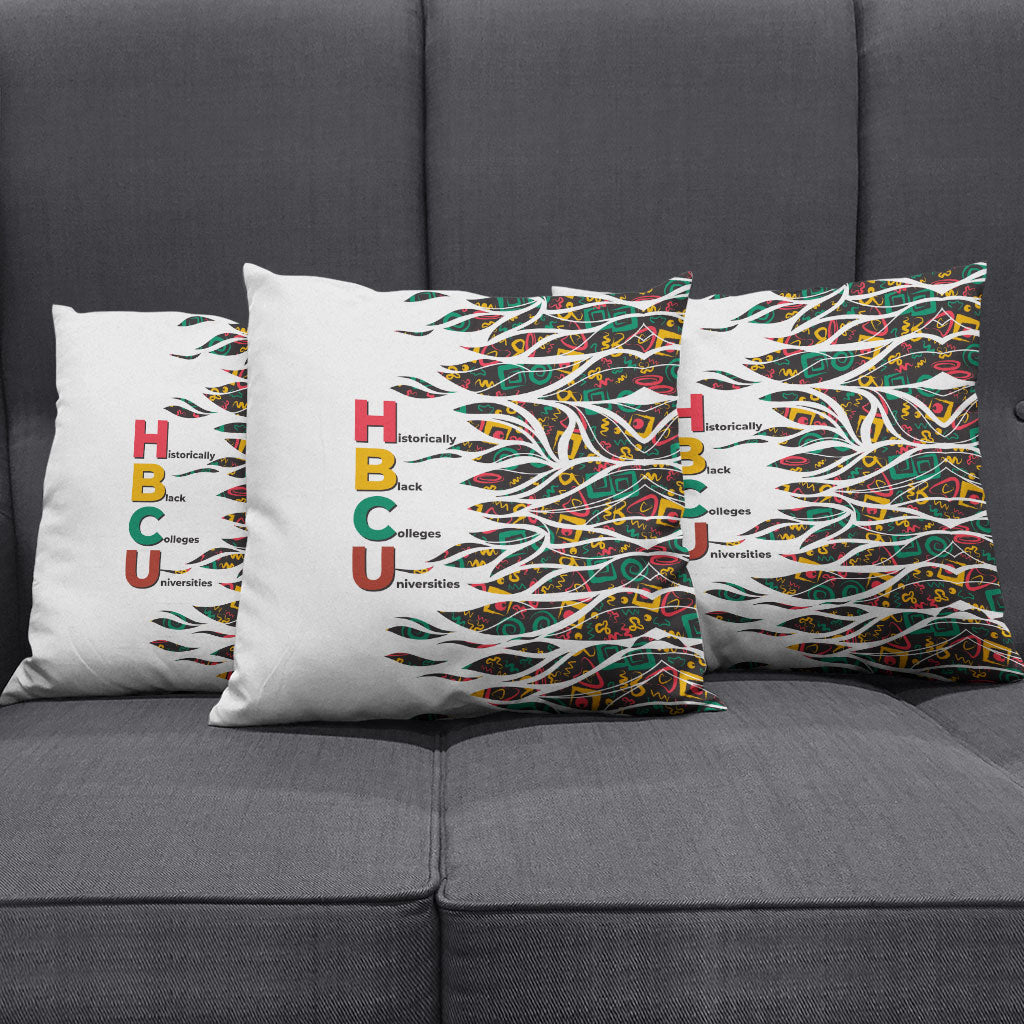 Historically Black Colleges Universities HBCU Pillow Cover Pan African Colors Tribal Pattern Typography