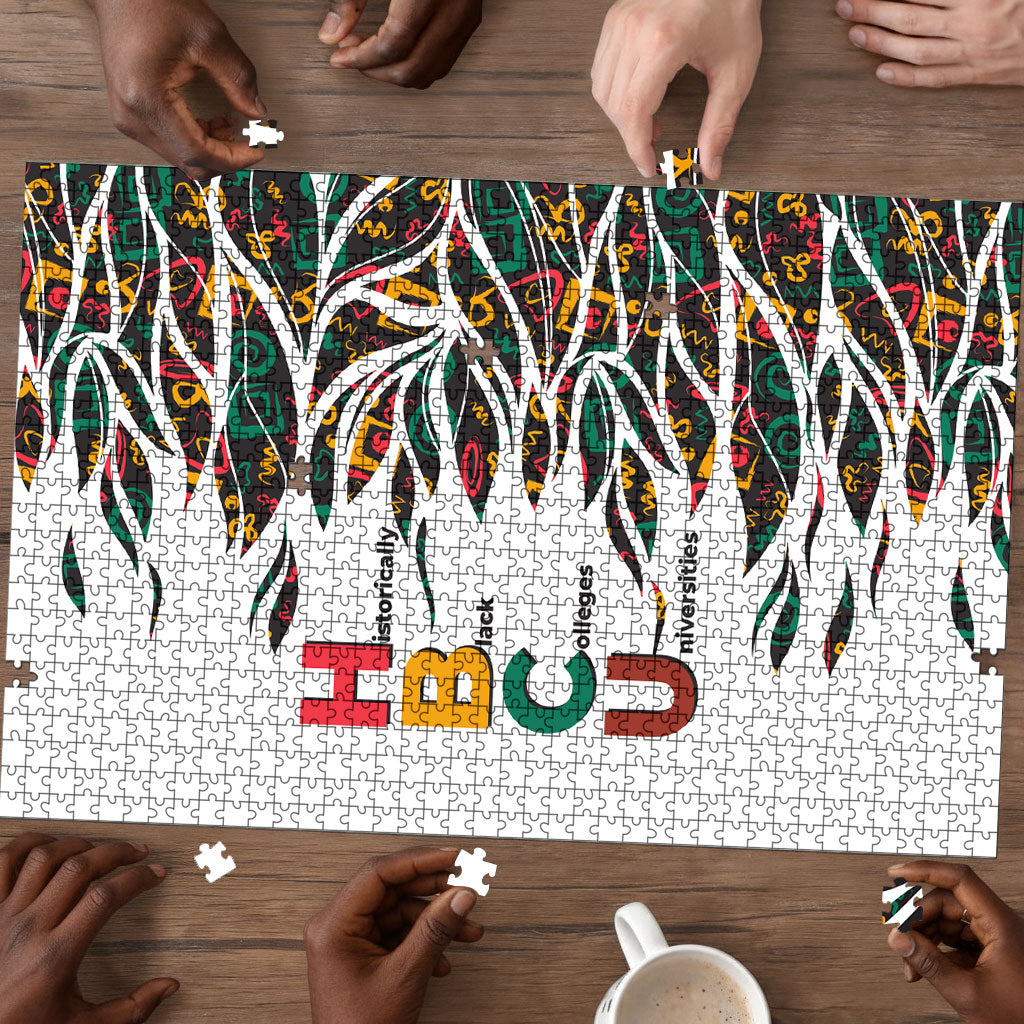 Historically Black Colleges Universities HBCU Puzzle Pan African Colors Tribal Pattern Typography