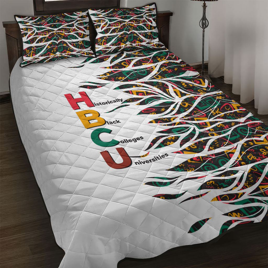 Historically Black Colleges Universities HBCU Quilt Bed Set Pan African Colors Tribal Pattern Typography