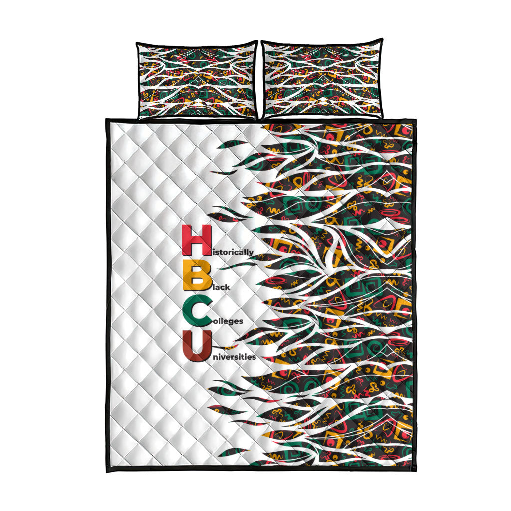 Historically Black Colleges Universities HBCU Quilt Bed Set Pan African Colors Tribal Pattern Typography
