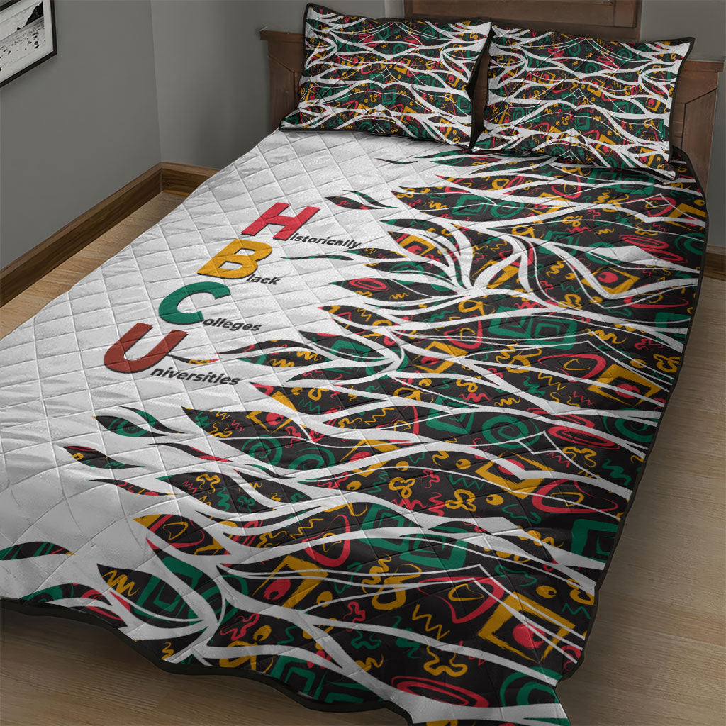 Historically Black Colleges Universities HBCU Quilt Bed Set Pan African Colors Tribal Pattern Typography