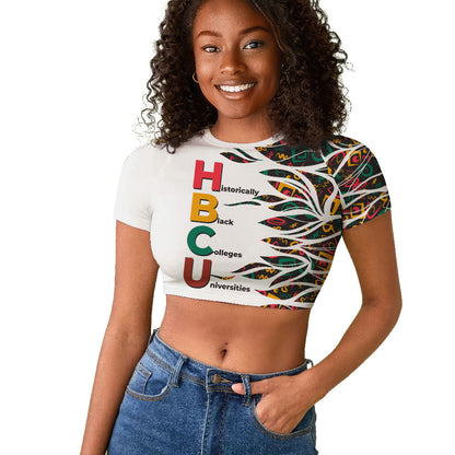 Historically Black Colleges Universities HBCU Raglan Cropped T shirt Pan African Colors Tribal Pattern Typography
