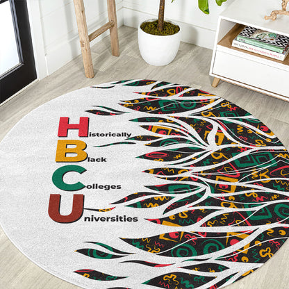 Historically Black Colleges Universities HBCU Round Carpet Pan African Colors Tribal Pattern Typography