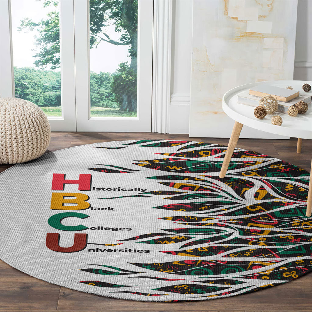 Historically Black Colleges Universities HBCU Round Carpet Pan African Colors Tribal Pattern Typography